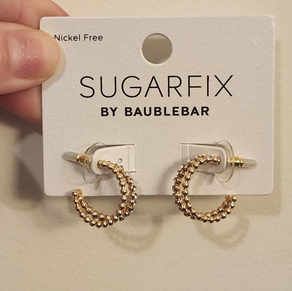 SUGARFIX by BaubleBar Gold Double Hoop Earrings NWT - Picture 1 of 1
